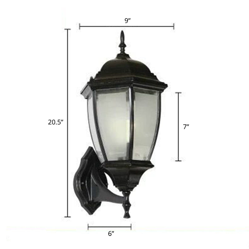 Vintage Aluminum Bell Garden Wall Lamp With Glass Shade - 1-Light Mount Black / 9 Frosted