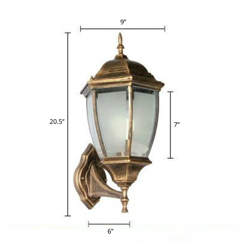 Vintage Aluminum Bell Garden Wall Lamp With Glass Shade - 1-Light Mount Bronze / 9 Frosted