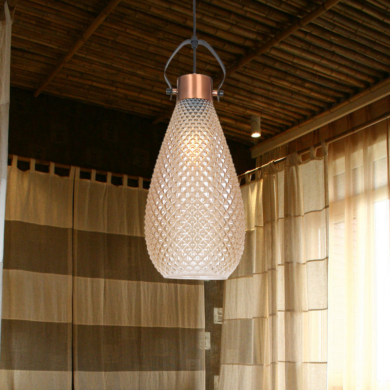 Colonial Amber Glass Jar Pendant Hanging Light - 8/10/12 Width Bedroom Lighting Fixture