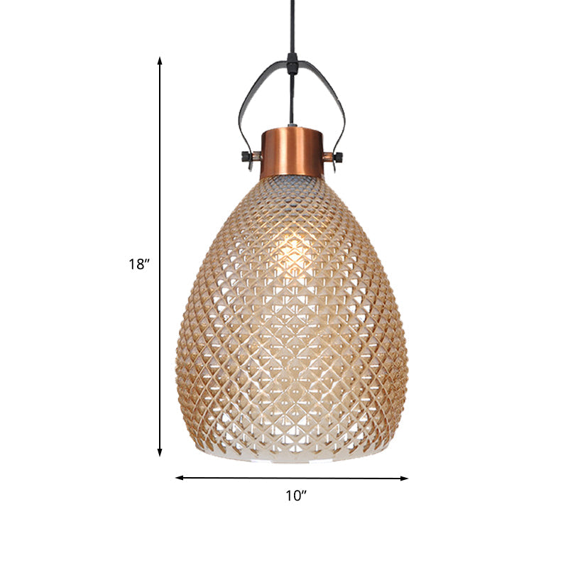 Colonial Amber Glass Jar Pendant Hanging Light - 8/10/12 Width Bedroom Lighting Fixture