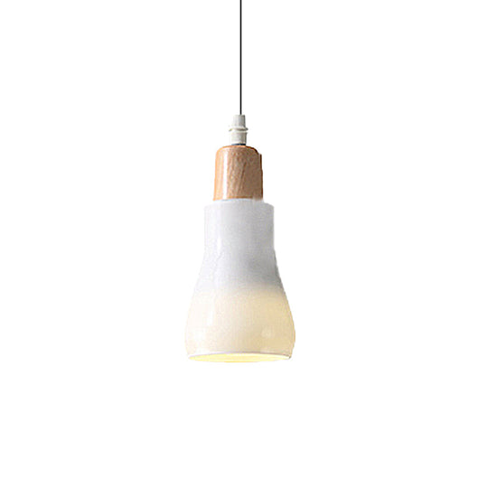 Modern Glass Pendant Lamp - White/Black Bowl Cone Or Saucer Design Led Ceiling Light In White/Warm