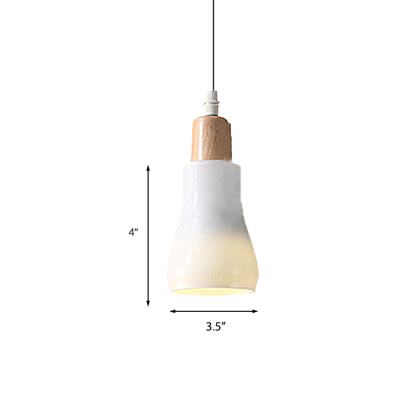 Modern Glass Pendant Lamp - White/Black Bowl Cone Or Saucer Design Led Ceiling Light In White/Warm