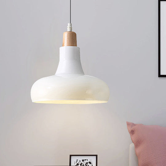 Modern Glass Pendant Lamp - White/Black Bowl Cone Or Saucer Design Led Ceiling Light In White/Warm