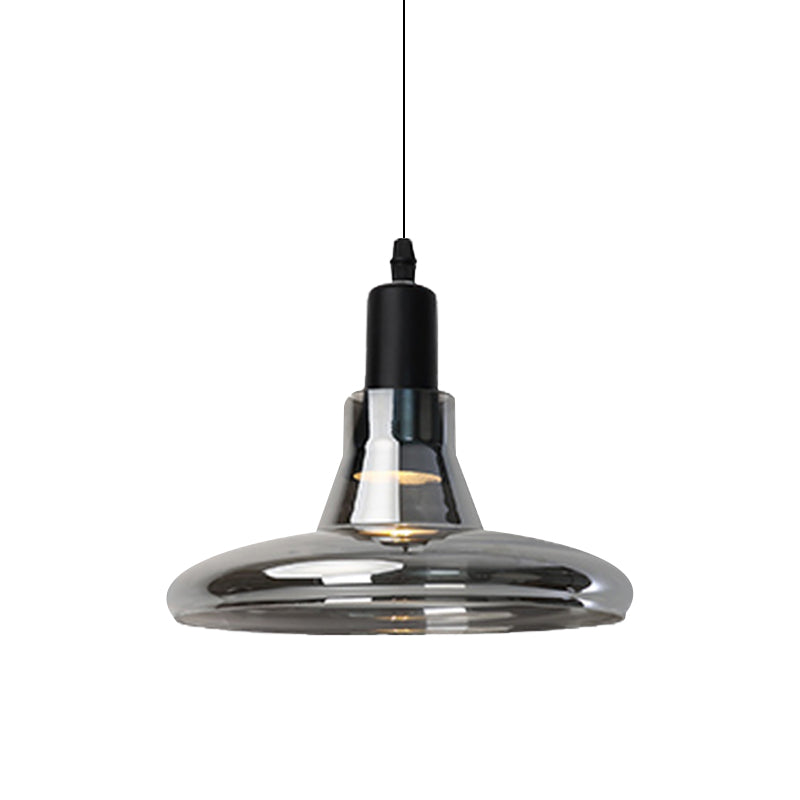 Modern Glass Pendant Lamp - White/Black Bowl Cone Or Saucer Design Led Ceiling Light In White/Warm