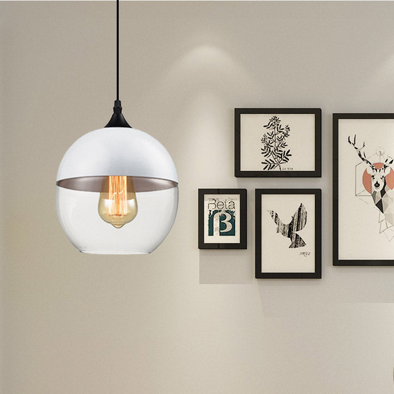 Modern 1-Light Drum/Cylinder/Jar Suspension Pendant – Clear/Yellow Glass White/Black Fixture