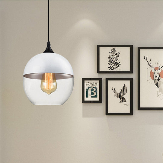 Modern 1-Light Drum/Cylinder/Jar Suspension Pendant – Clear/Yellow Glass White/Black Fixture
