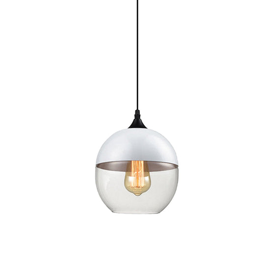 Modern 1-Light Drum/Cylinder/Jar Suspension Pendant – Clear/Yellow Glass White/Black Fixture