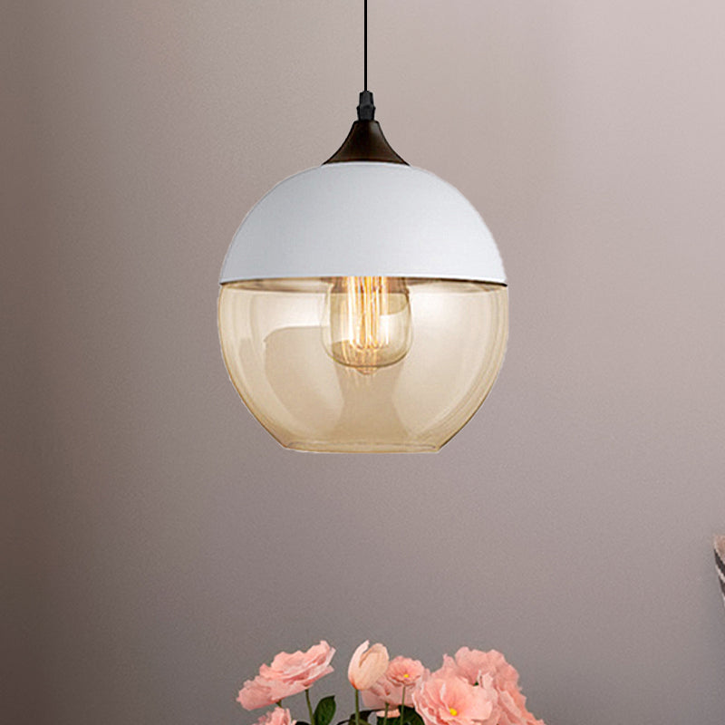Modern 1-Light Drum/Cylinder/Jar Suspension Pendant – Clear/Yellow Glass White/Black Fixture