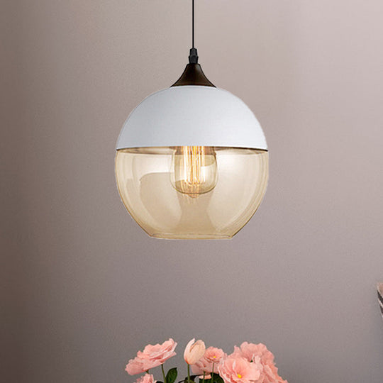 Modern 1-Light Drum/Cylinder/Jar Suspension Pendant – Clear/Yellow Glass White/Black Fixture