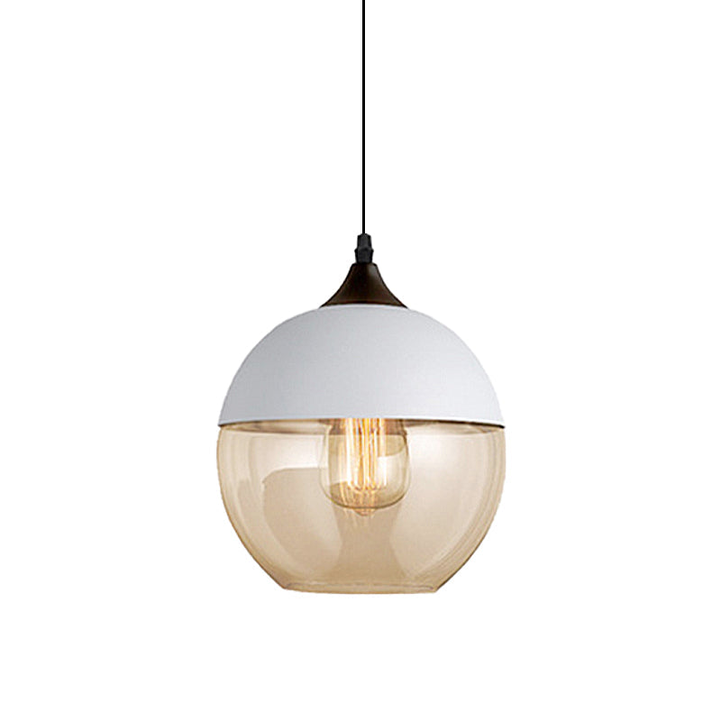 Modern 1-Light Drum/Cylinder/Jar Suspension Pendant – Clear/Yellow Glass White/Black Fixture