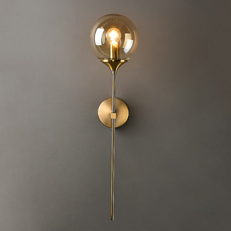 Modern Glass Wall Mount Lamp: Sleek Brass Sconce Light With Pencil Arm