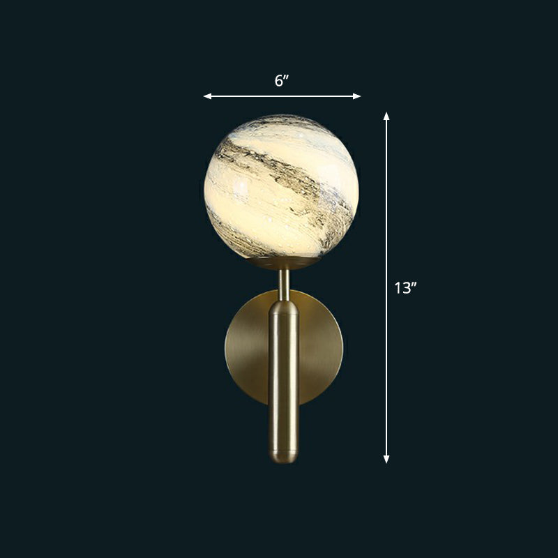 Modern Glass Ball Wall Mount Light With Brass Finish Perfect Sconce Lamp For Living Room Blue