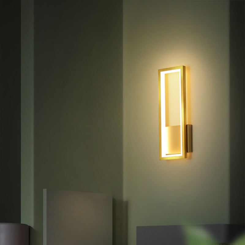 Sleek Rectangle Led Wall Sconce Minimalist Metal Foyer Mount Light