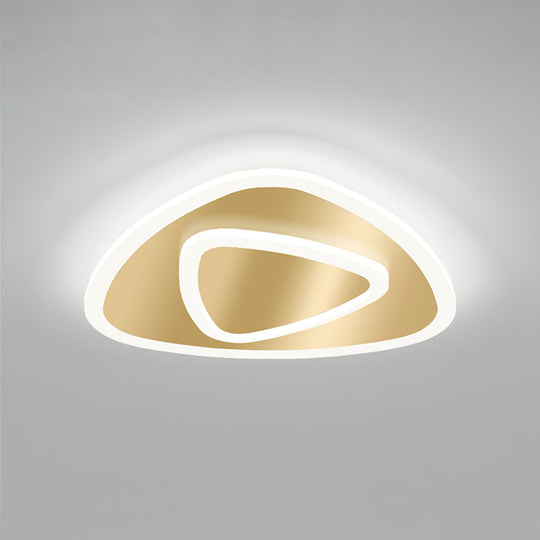 Modern Golden Geometric Flushmount Ceiling Light With Acrylic Led For Stairs Gold / White Triangle