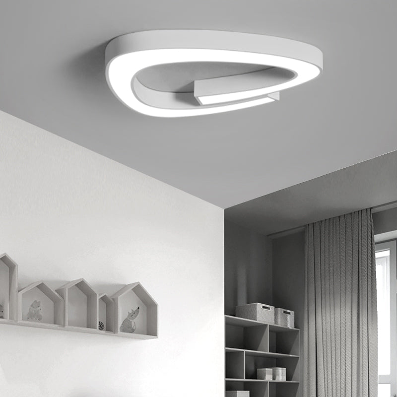 Modern Led Flush Mount Ceiling Light Fixture For Living Room - Simplicity Triangle Design White /