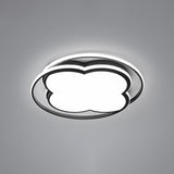 Modern Black Floral Led Ceiling Lamp For Minimalistic Bedroom Lighting / 16.5