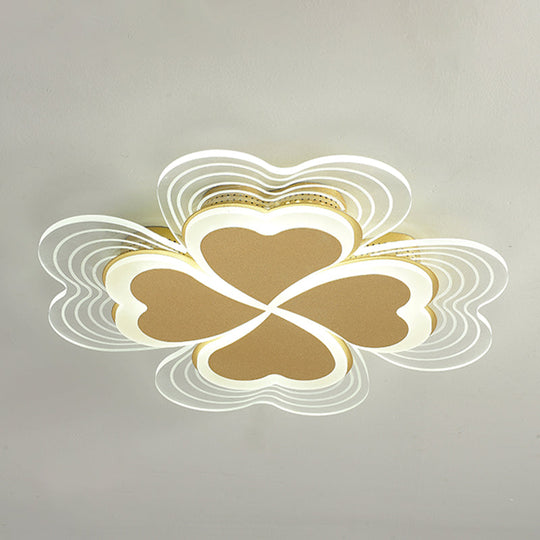 Minimalistic Led Ceiling Mount Light For Bedroom - Acrylic Clover Design Gold / 16.5’ White