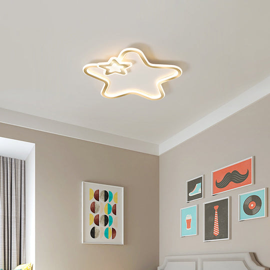 Kids’ Cartoon Star Led Ceiling Light Fixture - Acrylic Flushmount For Bedroom