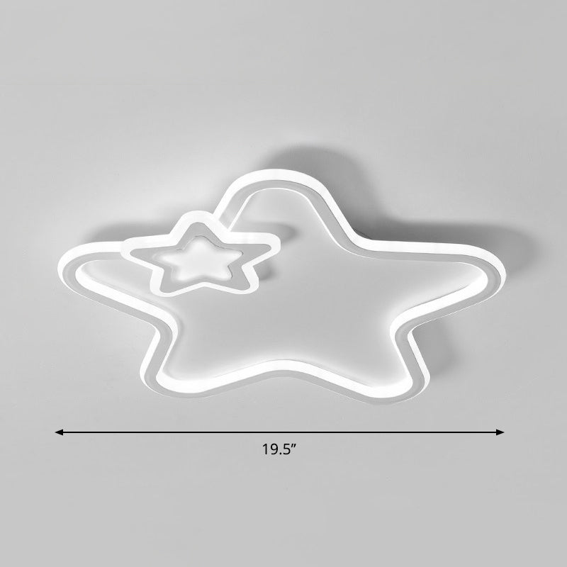 Kids’ Cartoon Star Led Ceiling Light Fixture - Acrylic Flushmount For Bedroom White /