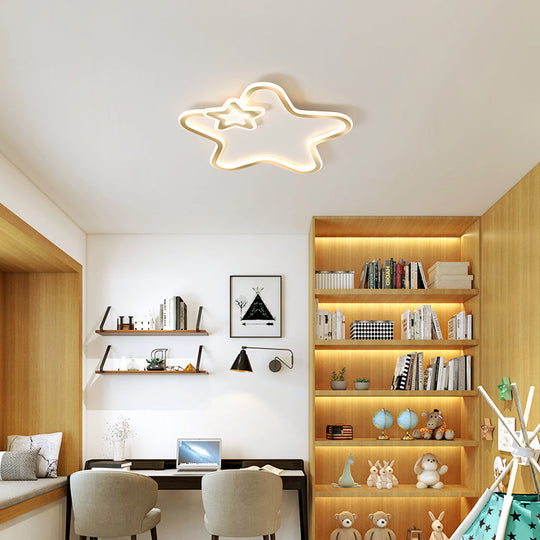 Kids’ Cartoon Star Led Ceiling Light Fixture - Acrylic Flushmount For Bedroom