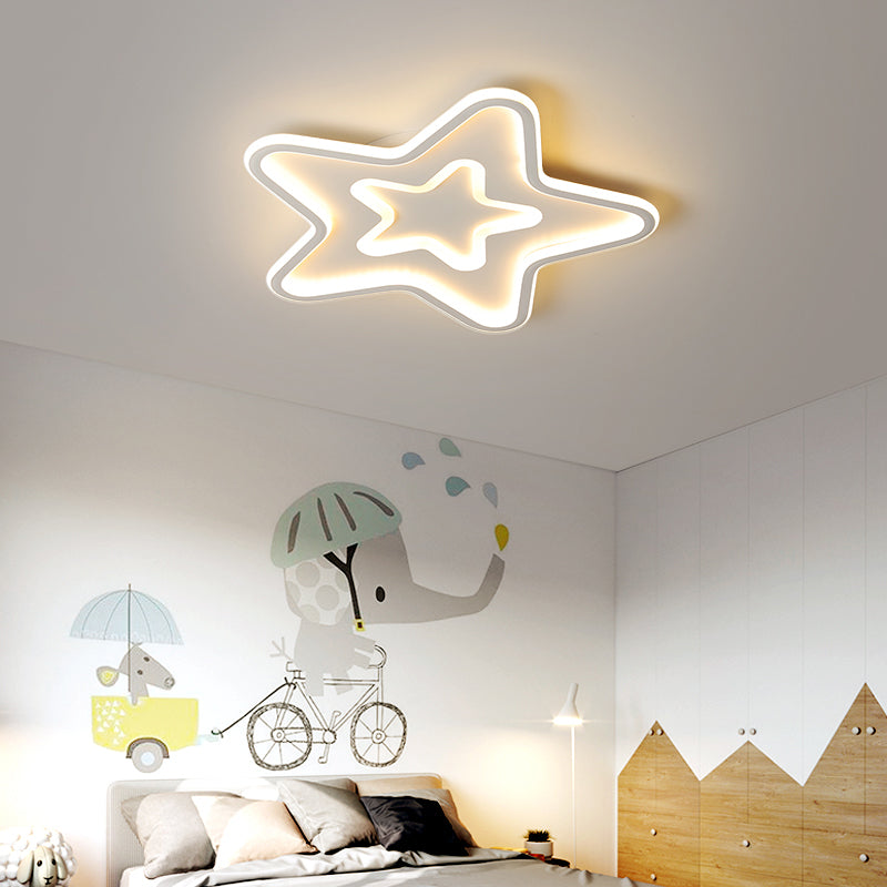 Simplistic Acrylic Star Led Flush Mount Lamp With Gold Finish - Ideal Ceiling Light For Childs Room
