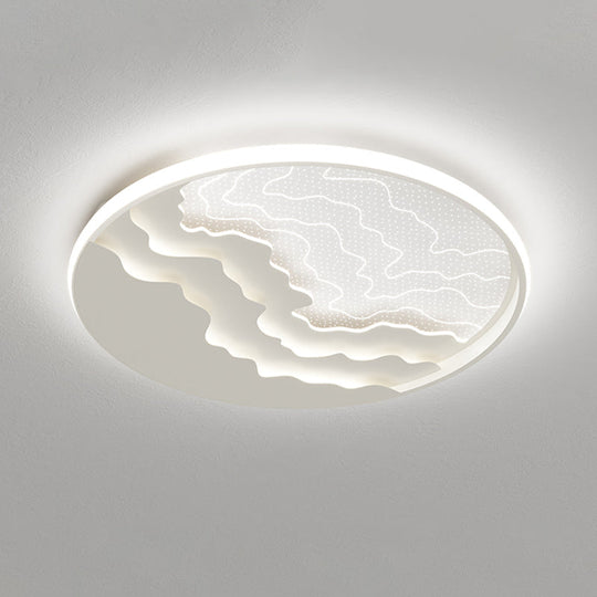 Modern Led Ceiling Light: Wavy Acrylic Flush Mount Lamp For Bedroom White / 16.5