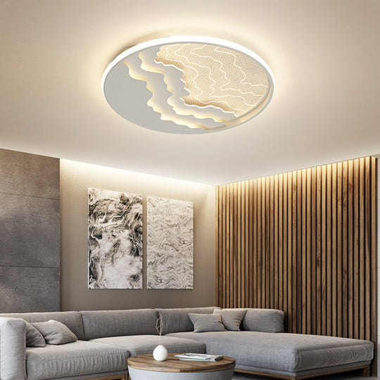 Modern Led Ceiling Light: Wavy Acrylic Flush Mount Lamp For Bedroom White / 16.5 Third Gear