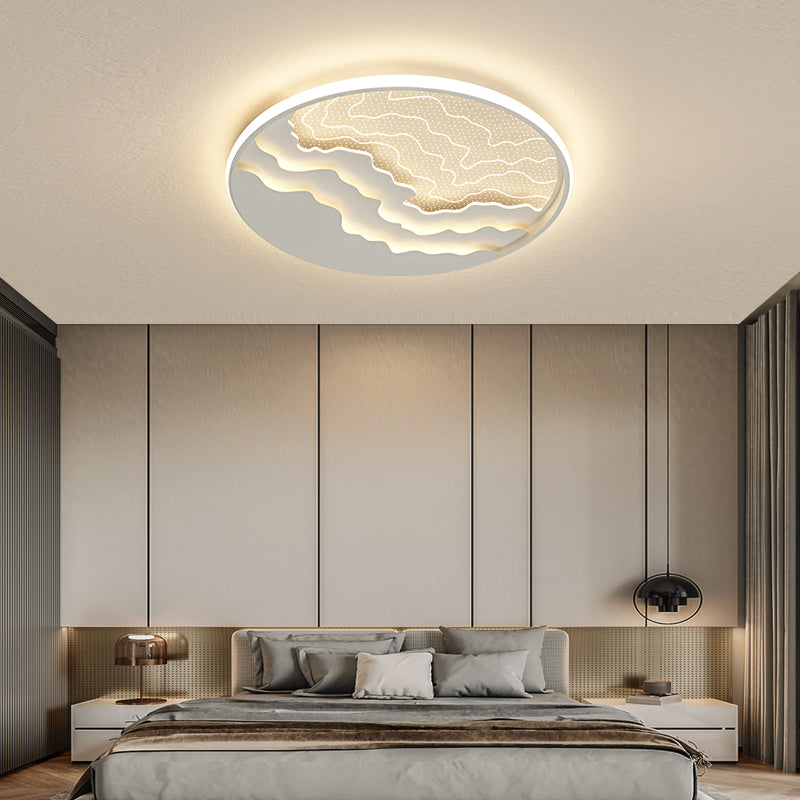 Modern Led Ceiling Light: Wavy Acrylic Flush Mount Lamp For Bedroom White / 16.5 Remote Control