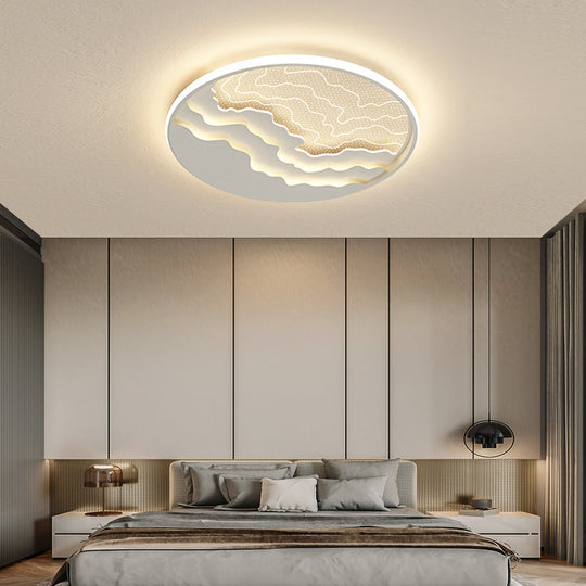 Modern Led Ceiling Light: Wavy Acrylic Flush Mount Lamp For Bedroom White / 16.5’ Remote Control