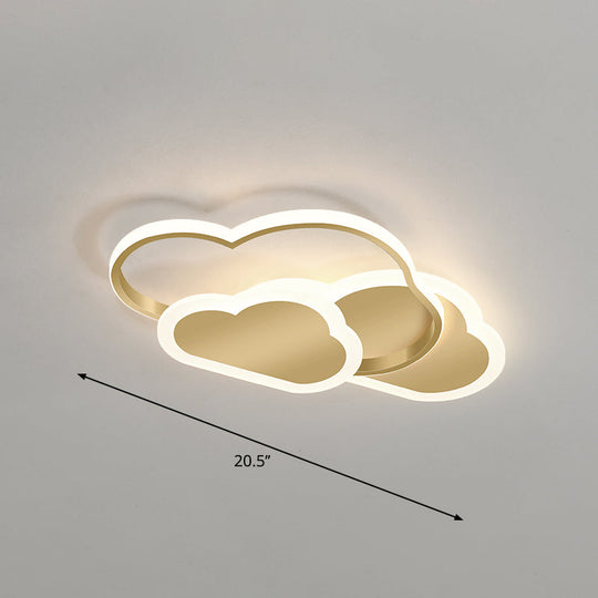 Cloudy Kids Led Bedroom Ceiling Light: Acrylic Flush Mount Fixture Gold / 20.5 Warm