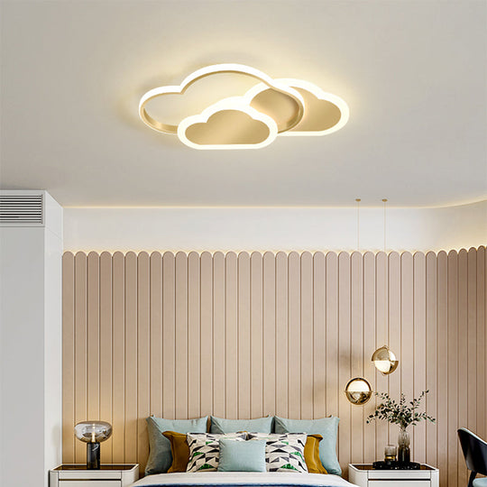 Cloudy Kids Led Bedroom Ceiling Light: Acrylic Flush Mount Fixture