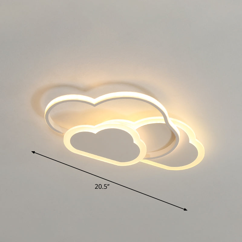 Cloudy Kids Led Bedroom Ceiling Light: Acrylic Flush Mount Fixture White / 20.5 Warm