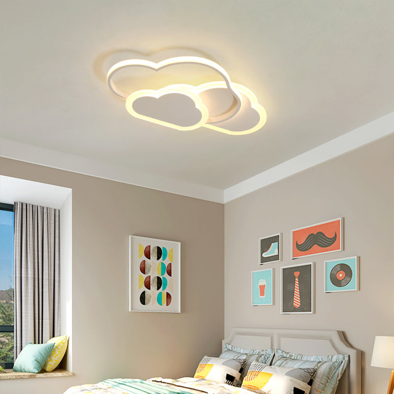 Cloudy Kids Led Bedroom Ceiling Light: Acrylic Flush Mount Fixture White / 20.5