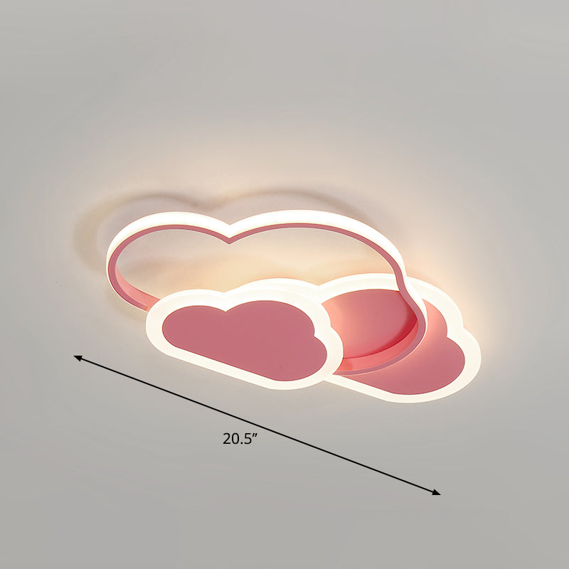Cloudy Kids Led Bedroom Ceiling Light: Acrylic Flush Mount Fixture Pink / 20.5’ White