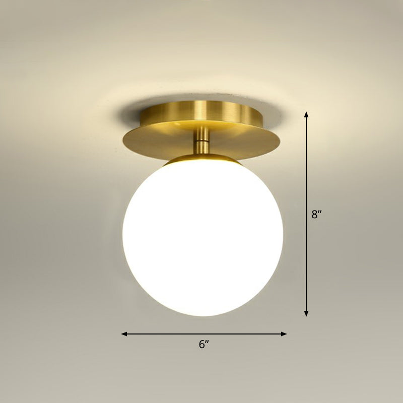 Postmodern Brass 1 - Light Semi Flush Mount Ceiling Fixture With Glass Shade For Foyer