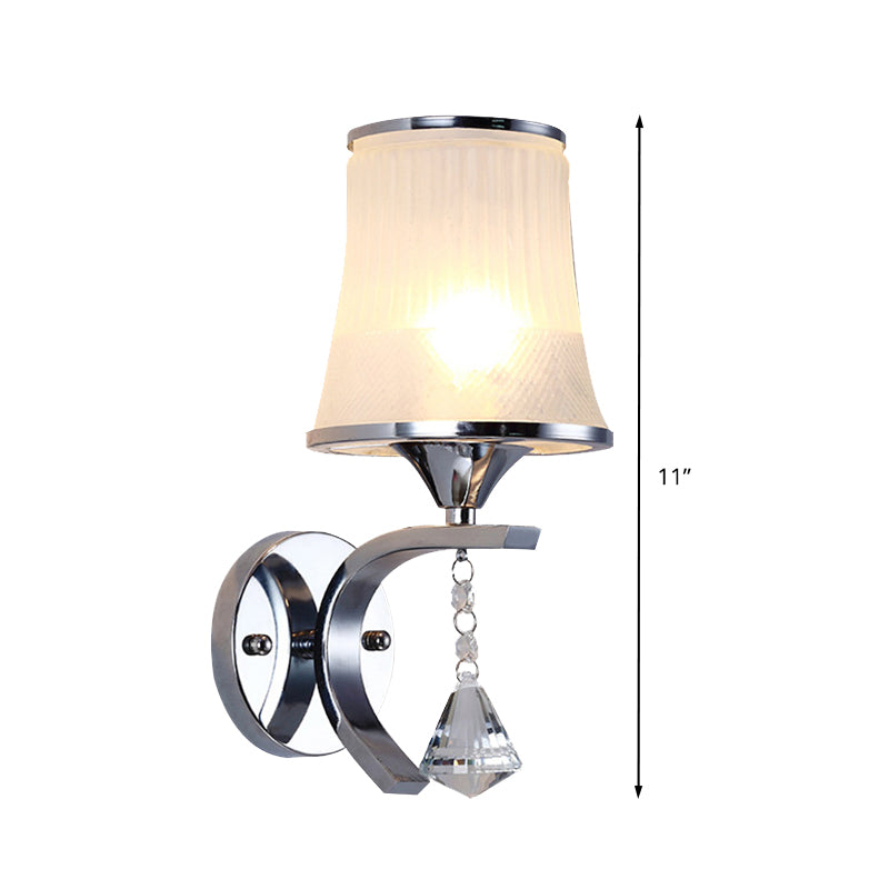 Frosted Glass Bell Wall Sconce - Modern Chrome Lighting For Bedroom