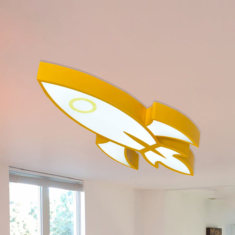 Contemporary Space Themed Ceiling Light For Child’s Bedroom - Acrylic Mount Yellow