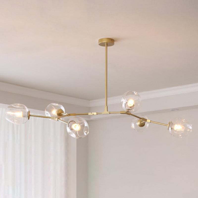 Nordic Molecule Ceiling Pendant Light With Dimpled Glass And Pivot Joint For Living Room 6 / Gold