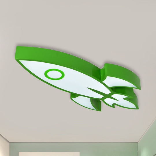 Contemporary Space Themed Ceiling Light For Childs Bedroom - Acrylic Mount Green