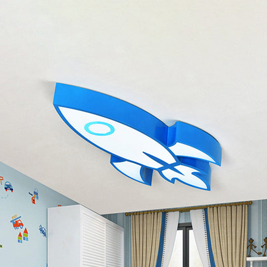 Contemporary Space Themed Ceiling Light For Childs Bedroom - Acrylic Mount Blue
