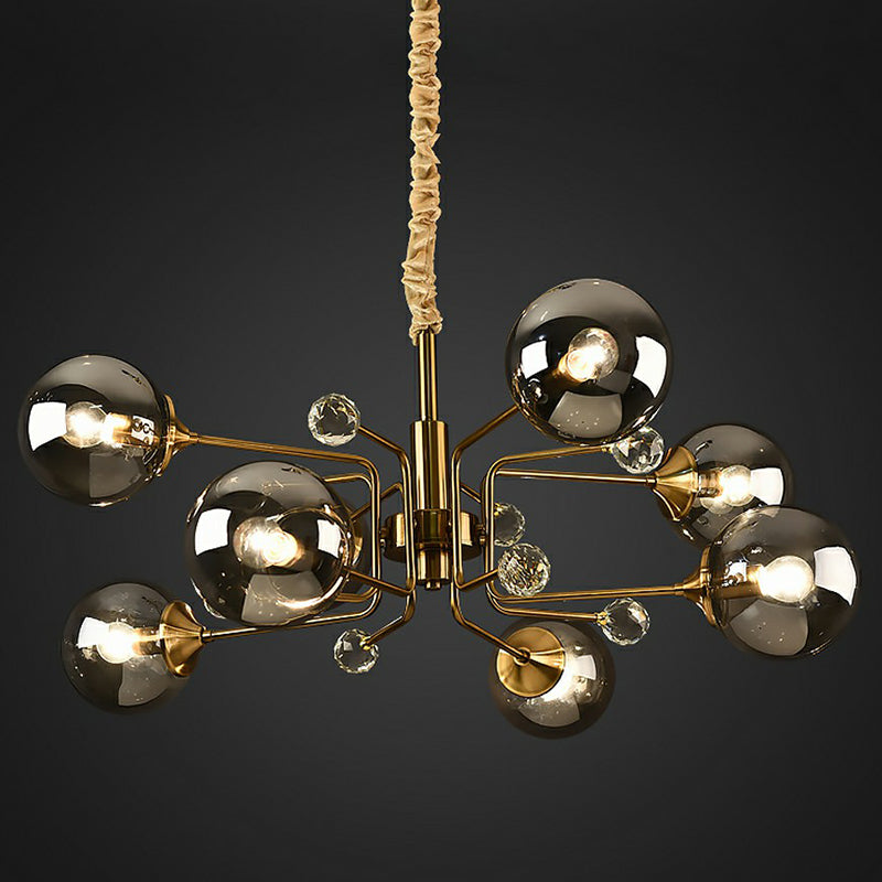 Post-Modern Glass Ceiling Light: Brass Modo Hanging Chandelier For Living Room