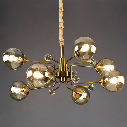 Post-Modern Glass Ceiling Light: Brass Modo Hanging Chandelier For Living Room
