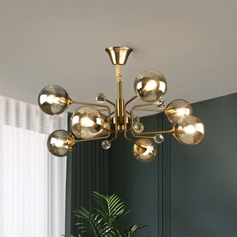 Post-Modern Glass Ceiling Light: Brass Modo Hanging Chandelier For Living Room