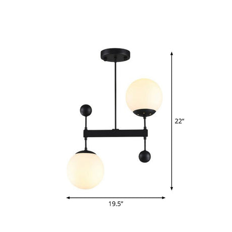 Minimalist 2-Head Opaline Glass Pendant Chandelier Light For Dining Room