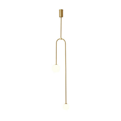 Opal Glass 2-Light Pendant Ceiling Light | Minimalistic Orb Design Brass Finish