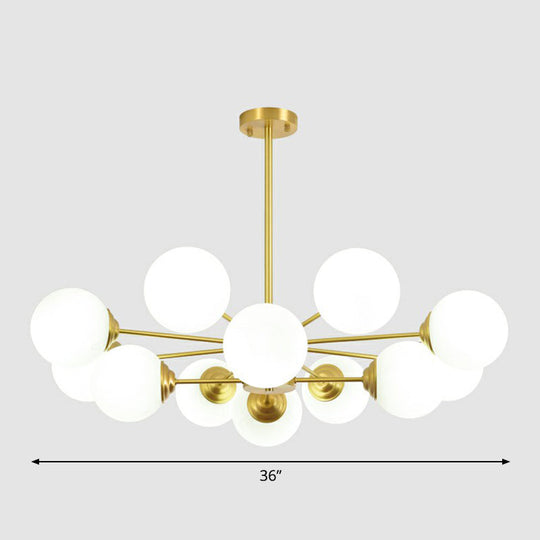 Sleek Glass Spherical Chandelier Light - Minimalist Brass Ceiling Lamp For Living Room 12 /