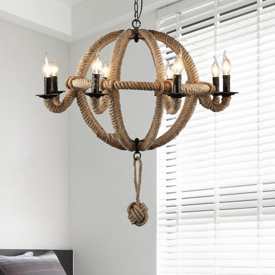 Spherical Chandelier Light Fixture With Rustic Black Finish - Antique Metal Multi-Light Farmhouse