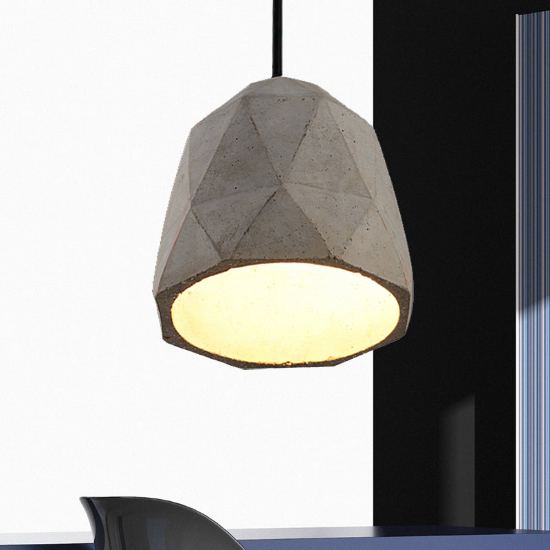 Vintage Cement Pendant Hanging Lamp: Bowl/Cylinder/Semi Circle Shape 1 Light Grey - Ideal For Dining