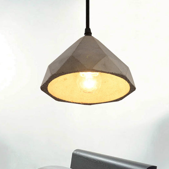 Vintage Cement Pendant Hanging Lamp: Bowl/Cylinder/Semi Circle Shape 1 Light Grey - Ideal For Dining
