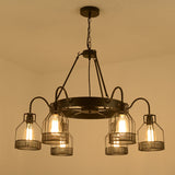 6/8-Headed Farmhouse Black Metal Chandelier With Cage Frame - Bell Hanging Lamp Light Fixture 6 /